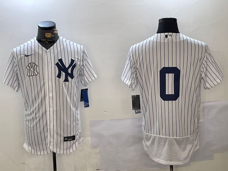 Men New York Yankees 0 No Name White stripe Elite 2024 Nike MLB Jersey style 10162